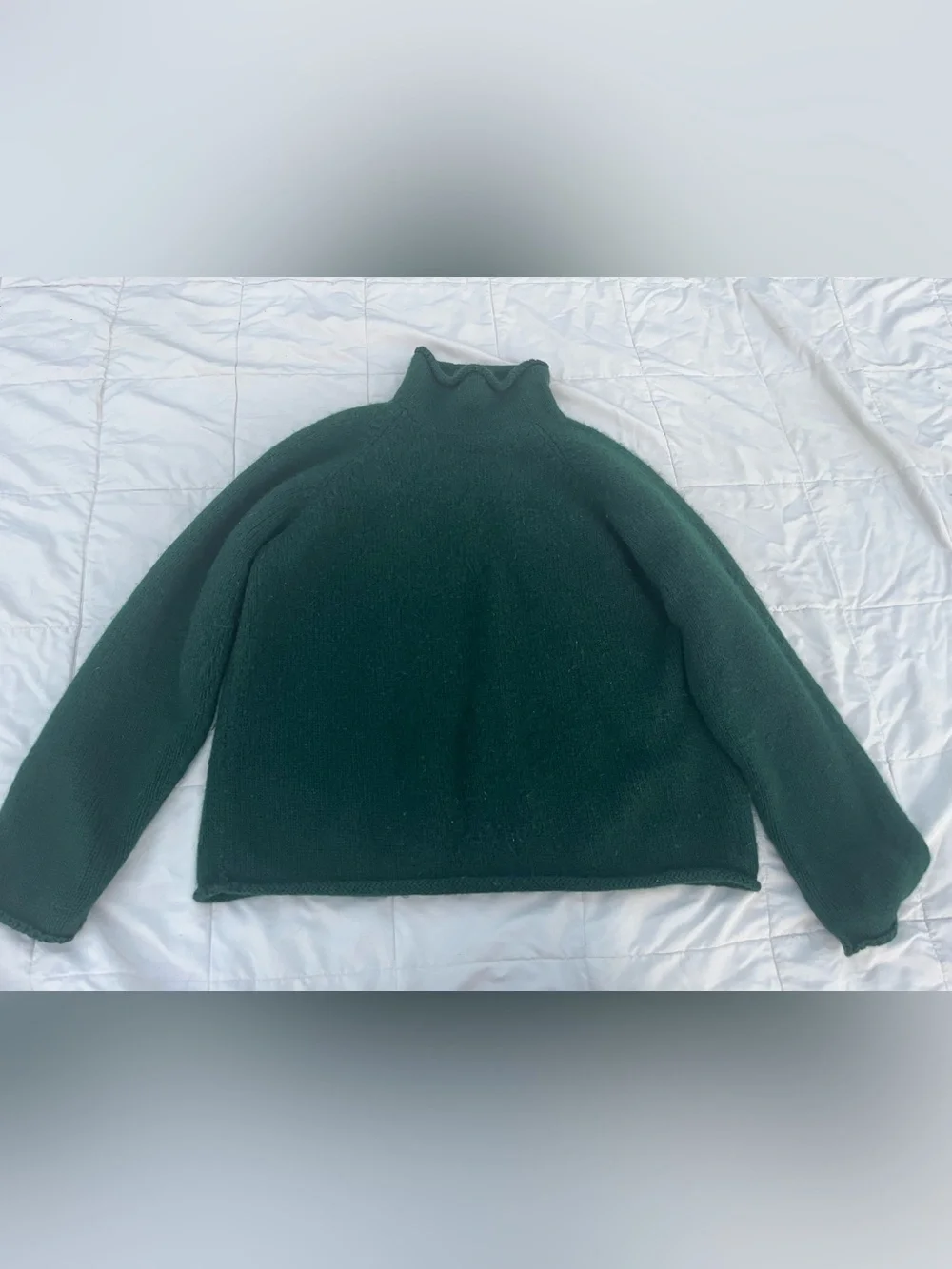 Vintage J Crew Wool Mock Turtleneck Sweater, Green, Size XL